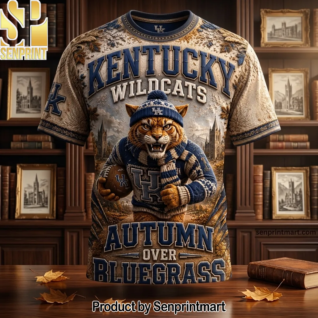 Kentucky Wildcats Autumn Over Bluegrass Premium 3D T-Shirt