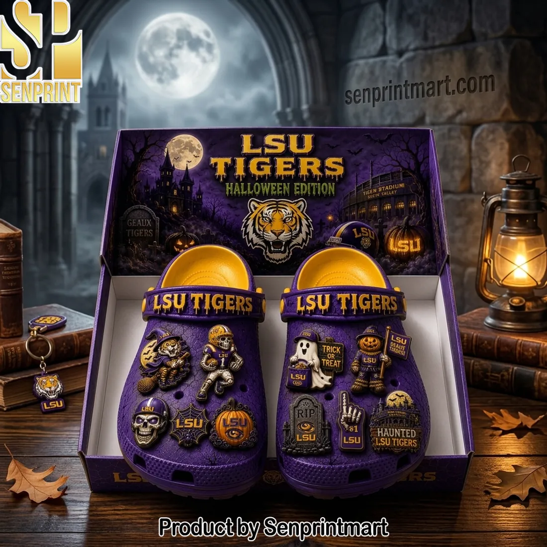 LSU Tigers Halloween Edition Spooky Purple and Gold Clogs