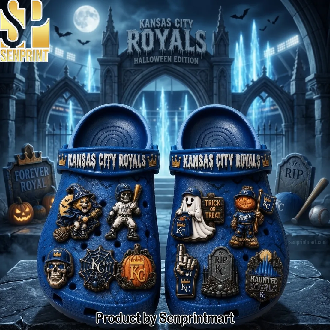 Kansas City Royals Halloween Edition Spooky Blue Clogs