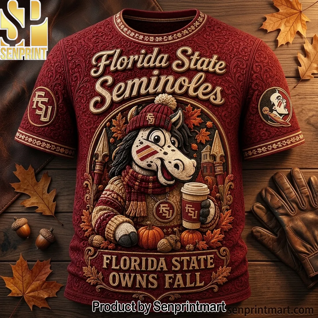 Florida State Seminoles Owns Fall Premium 3D Embossed T-Shirt