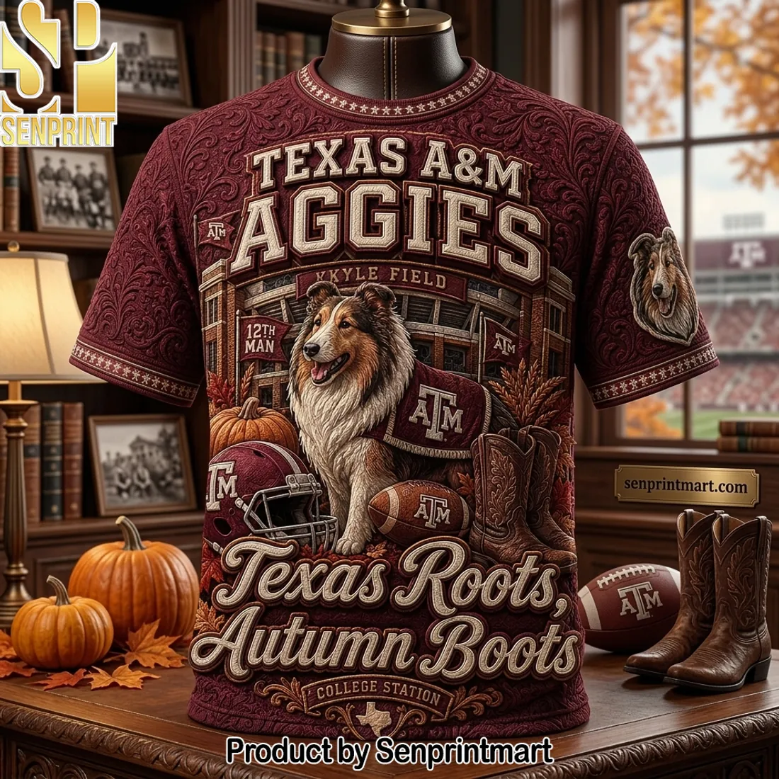Texas A&M Aggies Texas Roots Autumn Boots Premium 3D T-Shirt