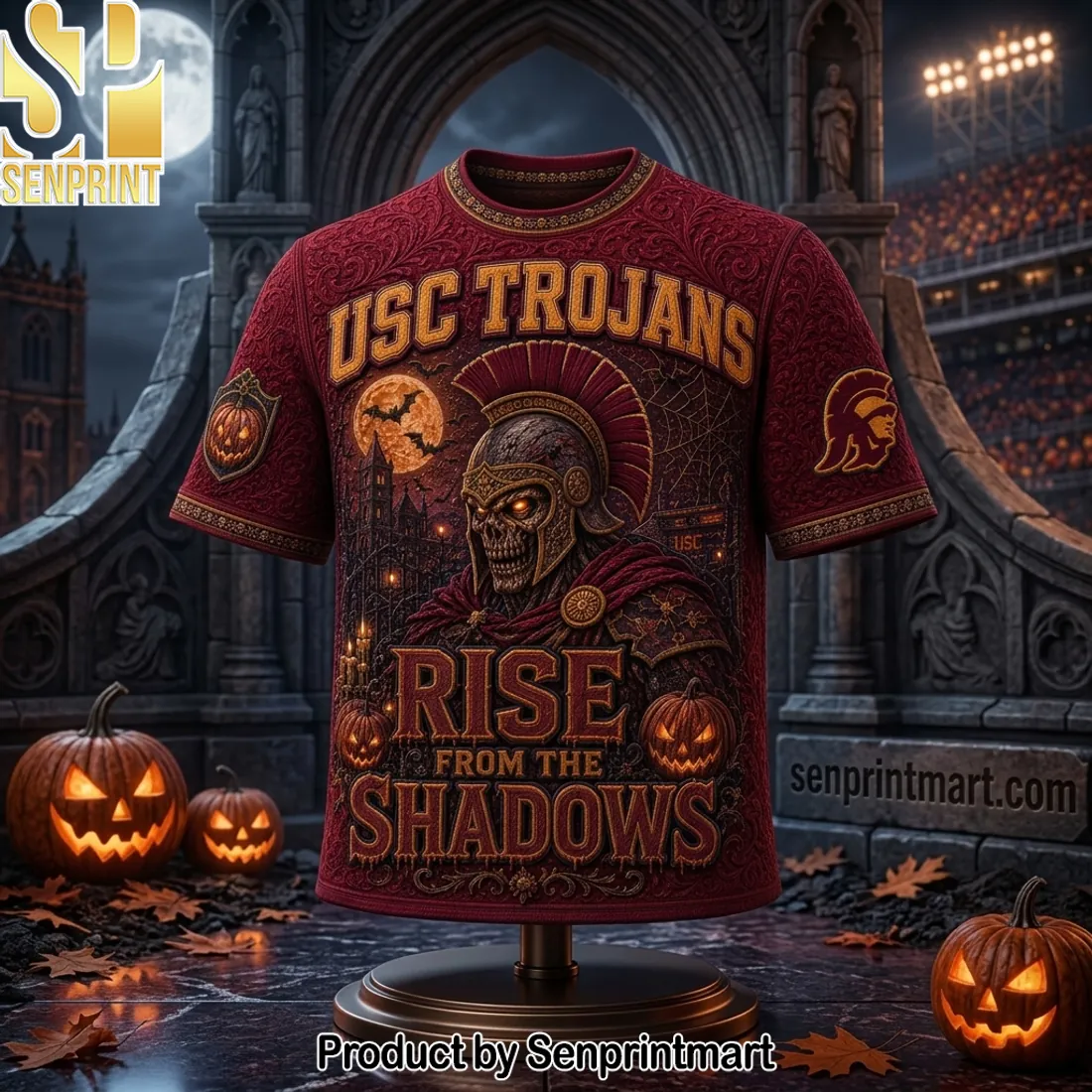 USC Trojans Rise From The Shadows Halloween Premium 3D T-Shirt