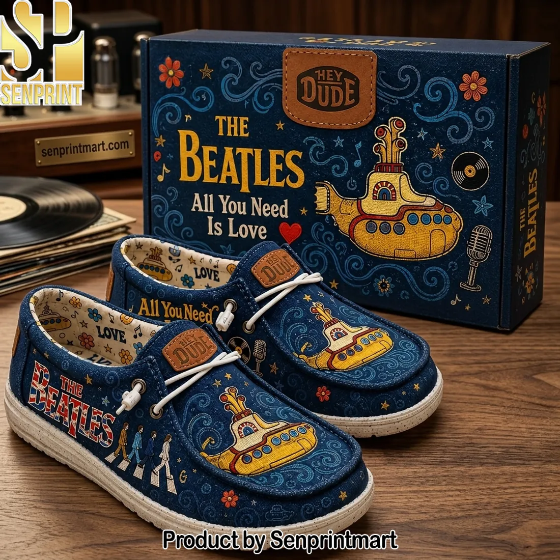The Beatles Yellow Submarine Abbey Road Custom Printed Canvas Loafer Shoes