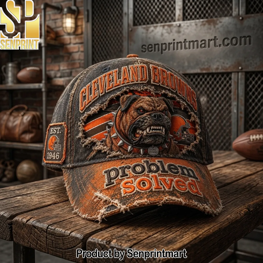 Cleveland Browns Est 1946 Problem Solved Distressed Vintage Cap