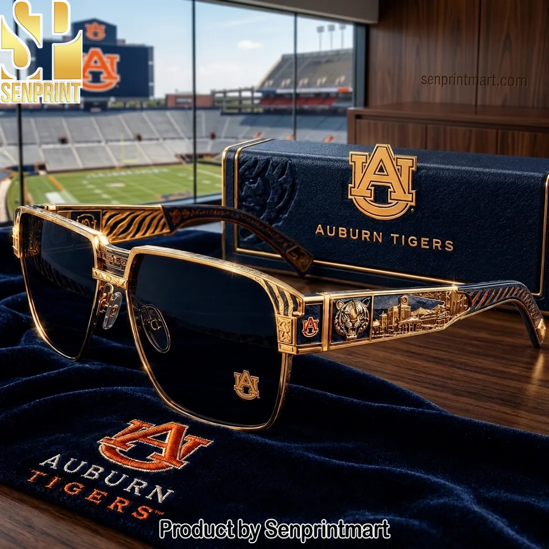 Auburn Tigers Premium Gold Engraved Luxury Unisex Sunglasses