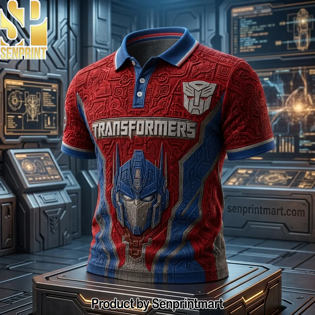 Transformers Optimus Prime 3D Embossed Premium Polo Shirt