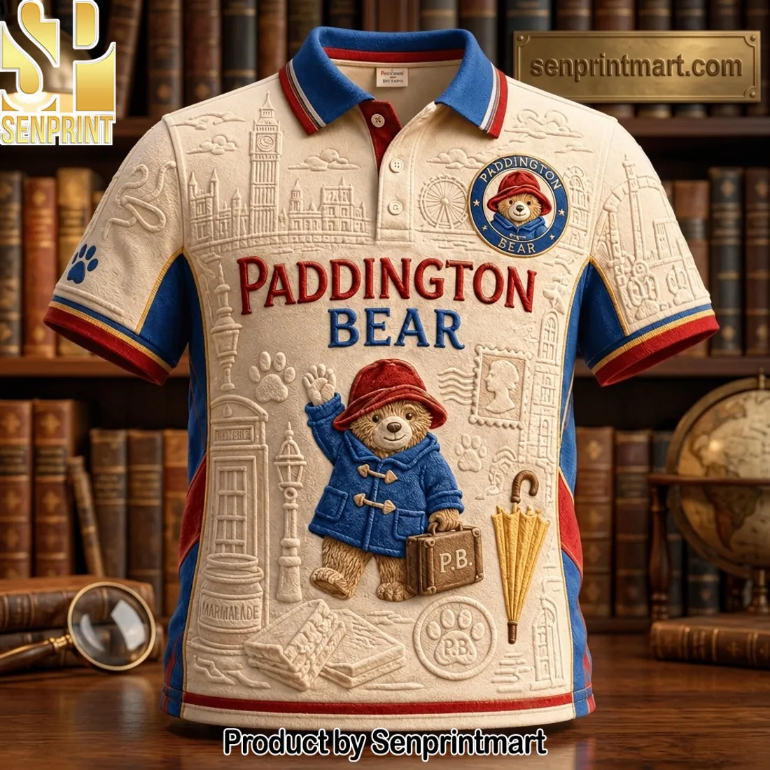 Paddington Bear London Vintage 3D Embossed Polo Shirt