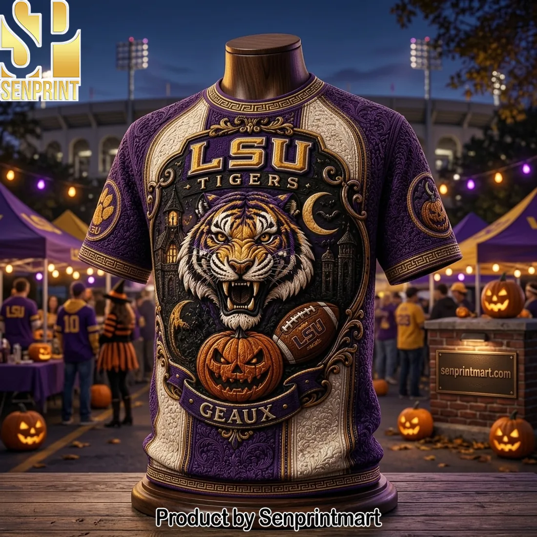 LSU Tigers Geaux Halloween Premium 3D Graphic T-Shirt