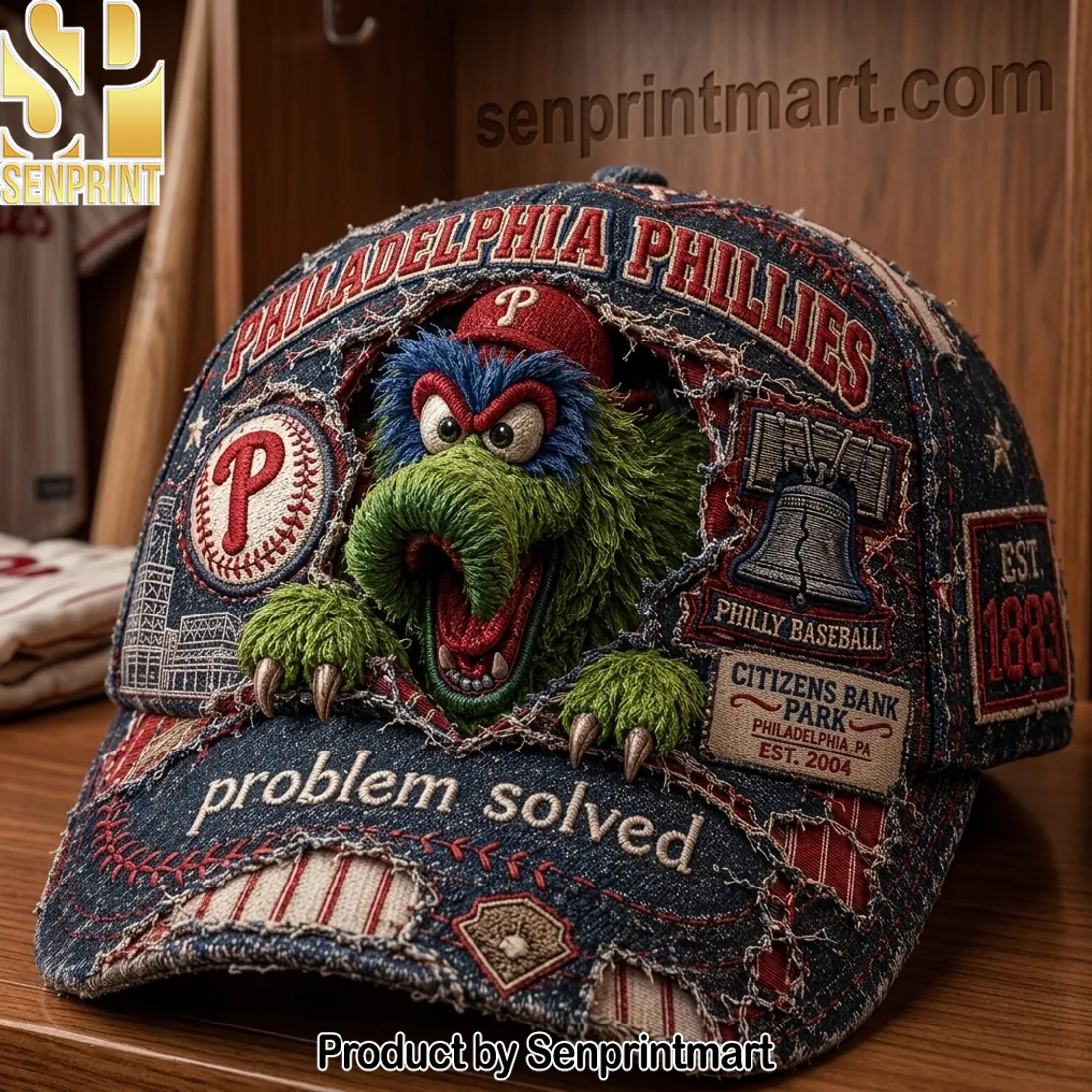 Philadelphia Phillies Phillie Phanatic 3D Distressed Denim Vintage Cap