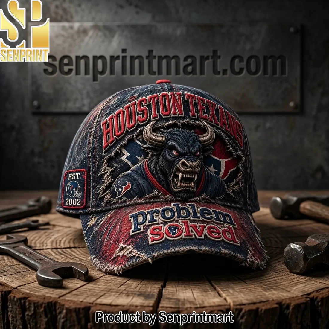 Houston Texans Problem Solved Distressed Vintage Cap