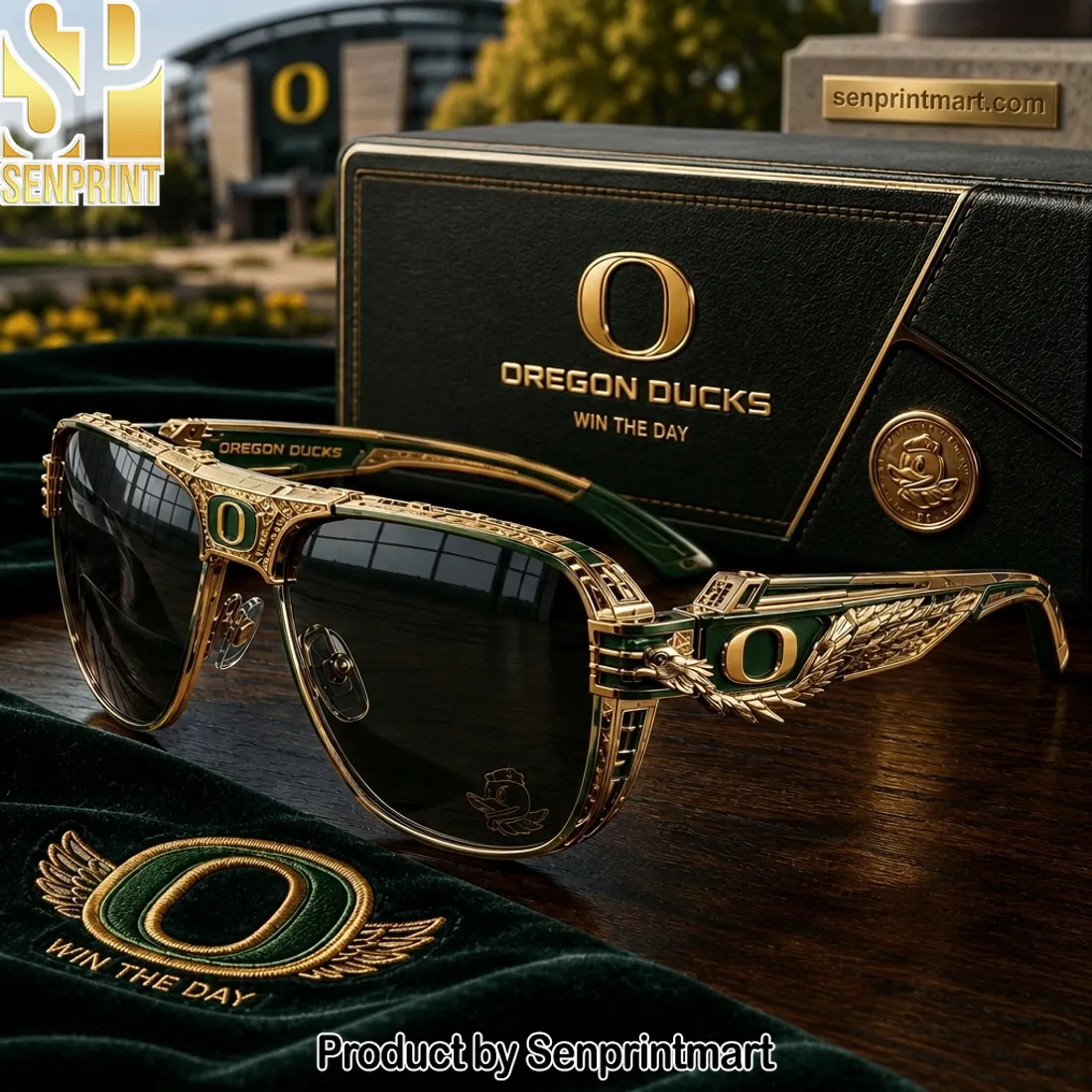 Oregon Ducks Win The Day Premium Gold Luxury Unisex Sunglasses