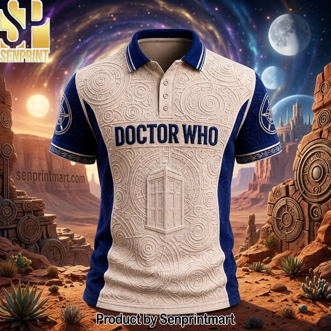 Doctor Who TARDIS Premium Embossed Polo Shirt