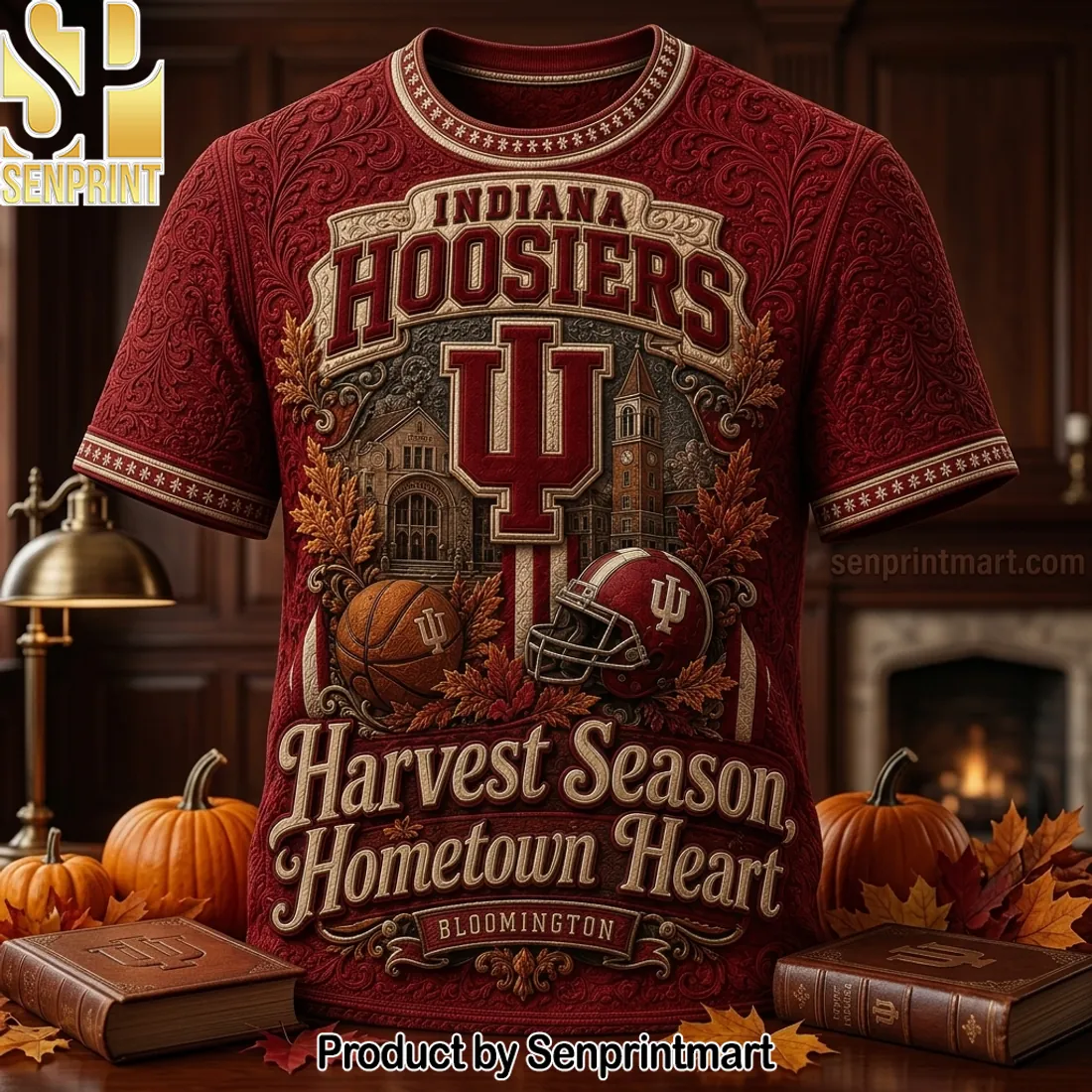 Indiana Hoosiers Harvest Season Hometown Heart Vintage 3D T-Shirt