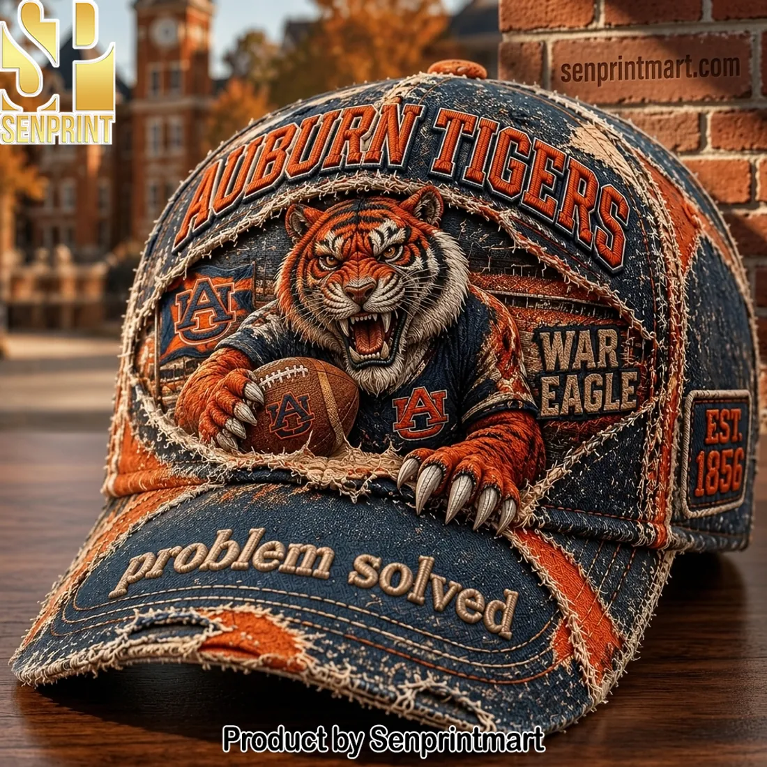 Auburn Tigers War Eagle Problem Solved Distressed Vintage Cap
