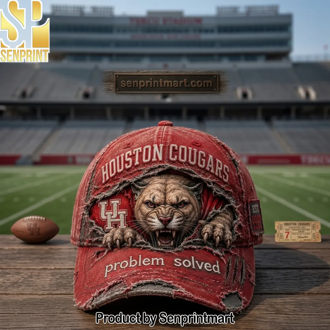 Houston Cougars UH Problem Solved Distressed Vintage Cap