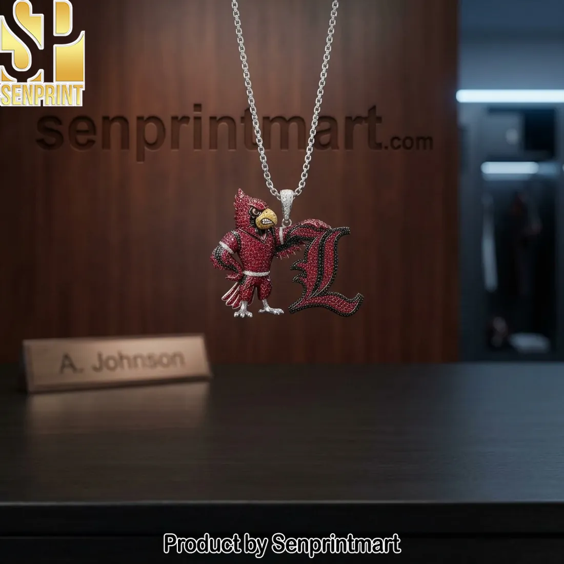 Louisville Cardinals Mascot Iced Out Letter L Pendant Necklace