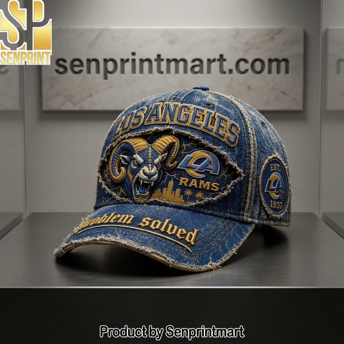 Los Angeles Rams Est 1937 Distressed Denim Vintage Cap