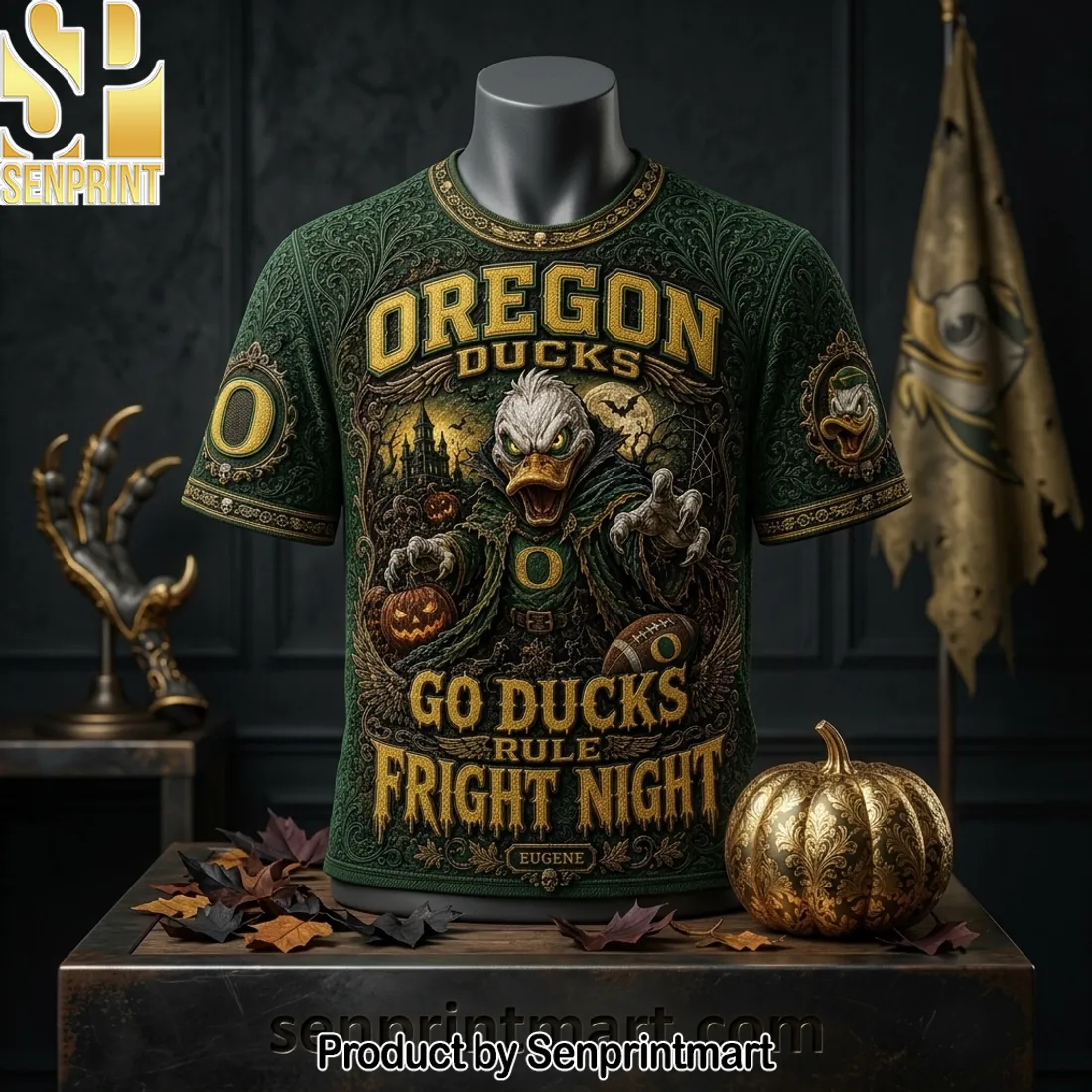 Oregon Ducks Go Ducks Rule Fright Night Halloween Premium 3D T-Shirt