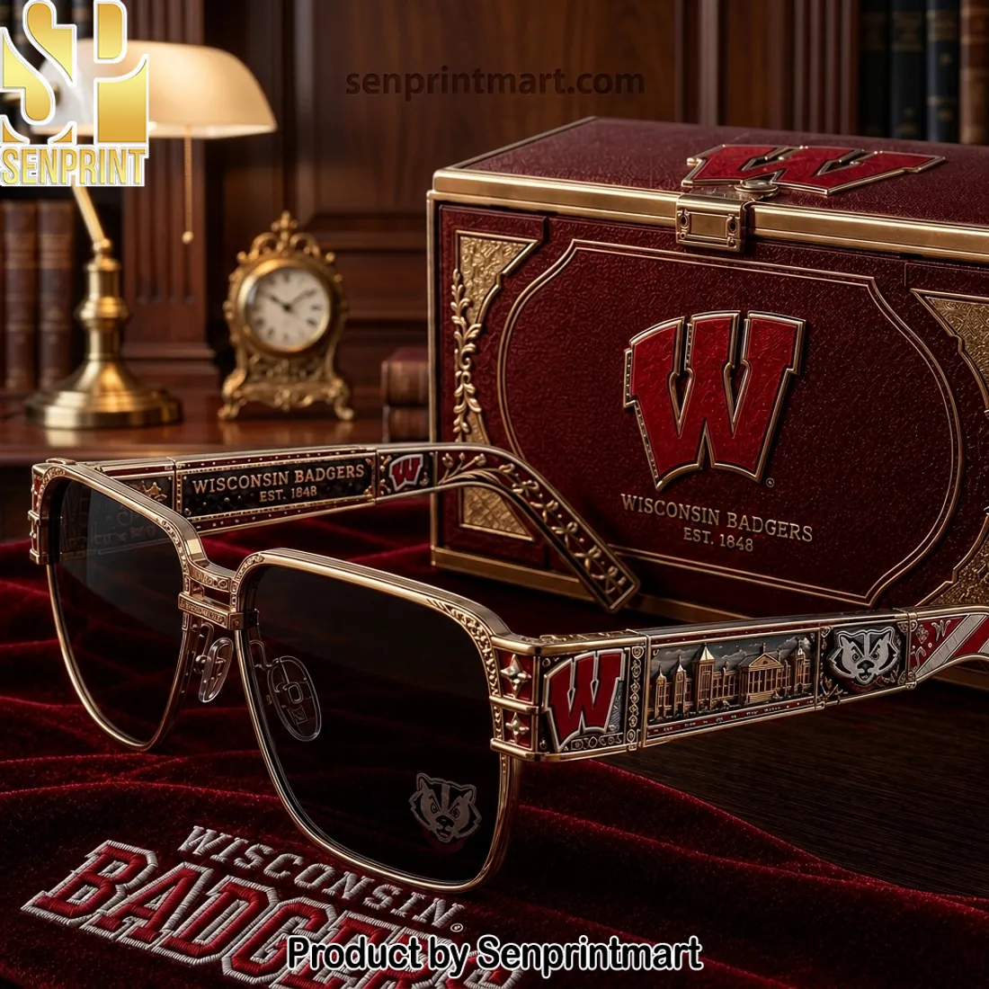 Wisconsin Badgers Est. 1848 Premium Gold Sunglasses