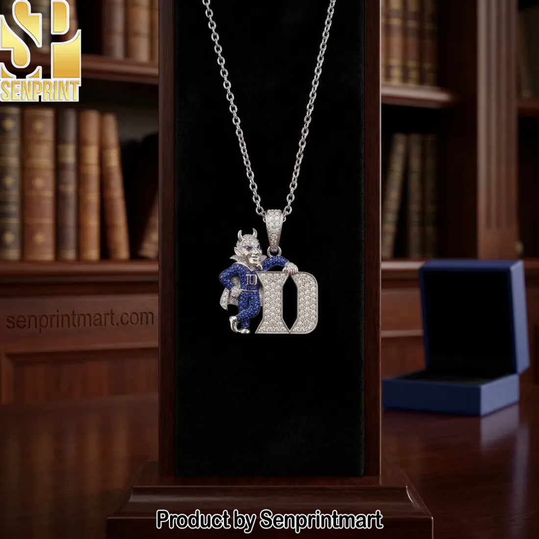 Duke Blue Devils Diamond-Encrusted Mascot Pendant Necklace