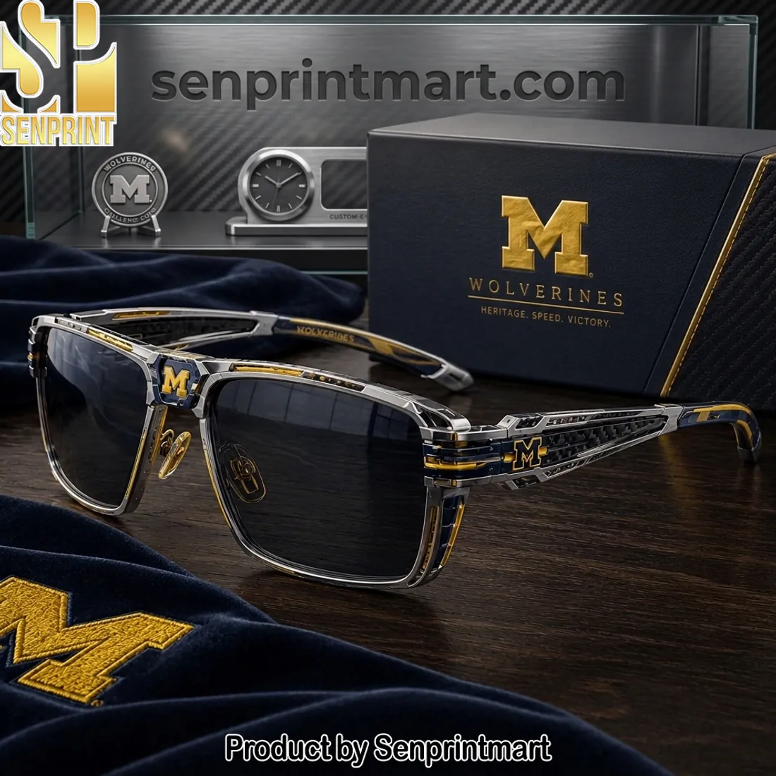 Michigan Wolverines Premium Luxury Gold Accent Unisex Sunglasses