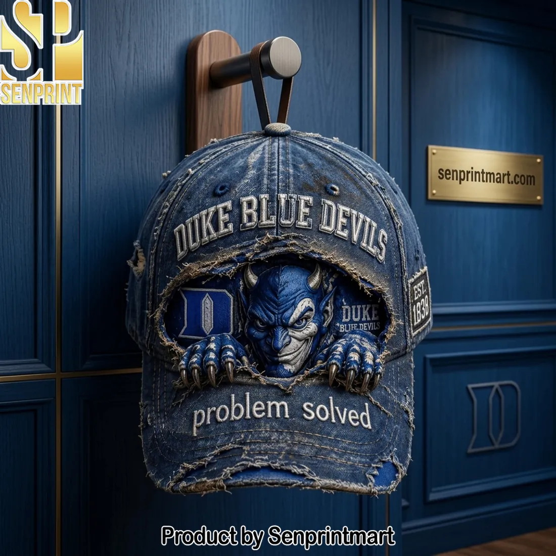 Duke Blue Devils Problem Solved Distressed Denim Vintage Cap