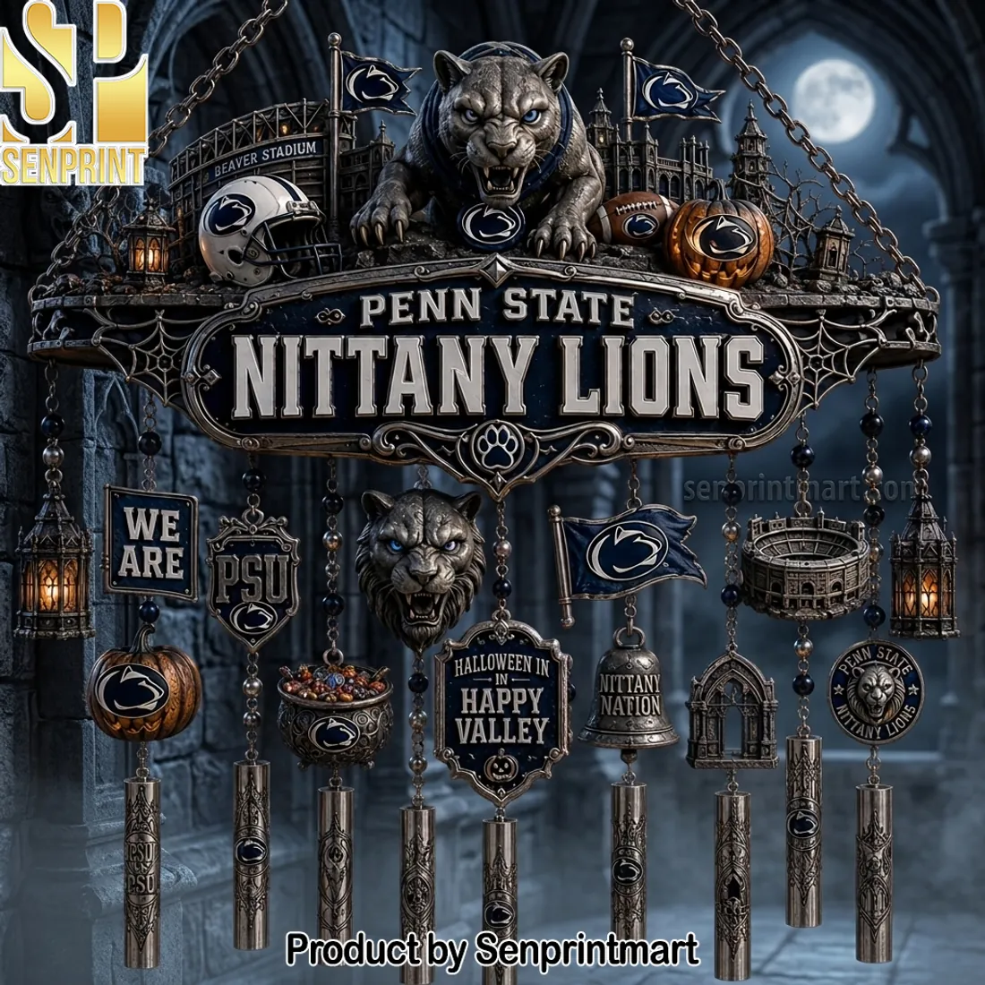 Penn State Nittany Lions Halloween in Happy Valley Outdoor Wind Chime