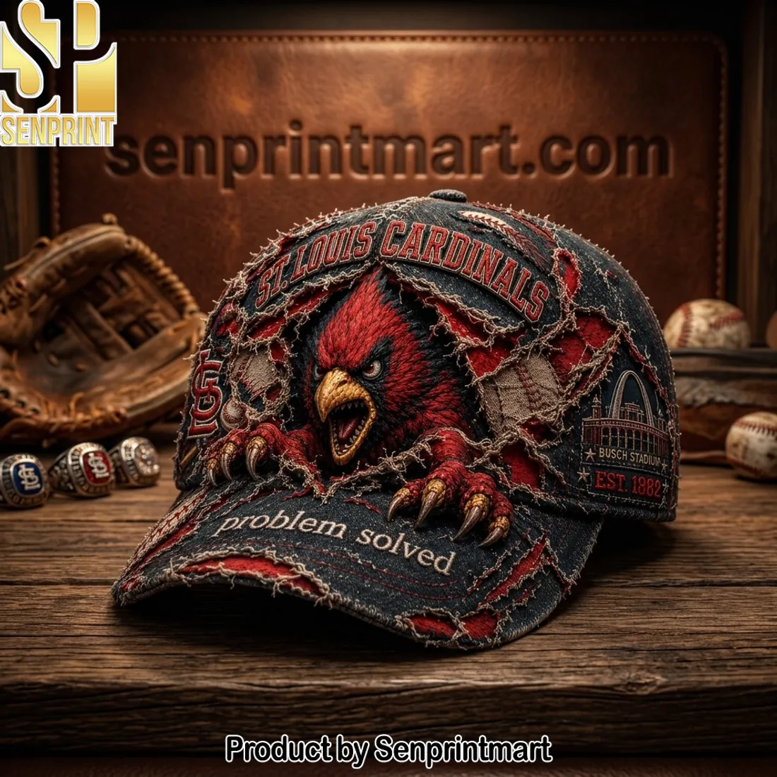 St. Louis Cardinals Distressed “Problem Solved” Baseball Cap