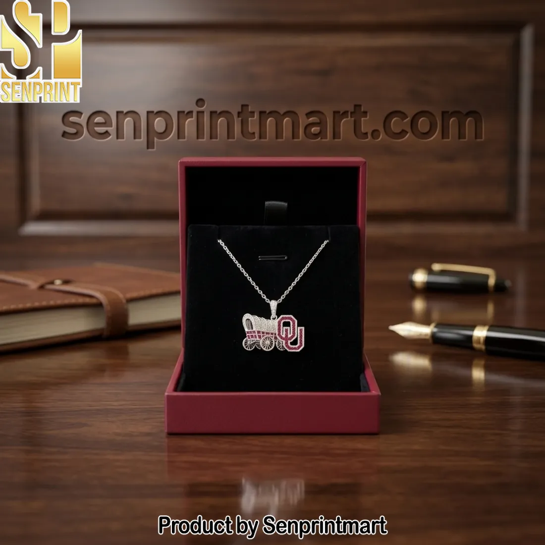 Oklahoma Sooners Iced Out Sooner Schooner Pendant Necklace