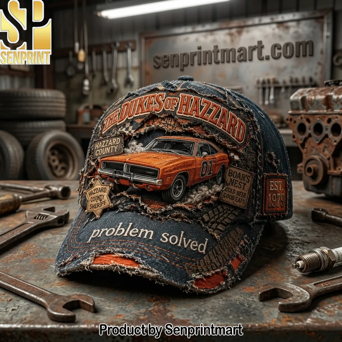 The Dukes of Hazzard General Lee Distressed Vintage Embroidered Cap