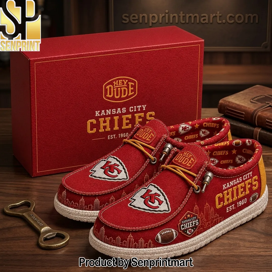 Kansas City Chiefs Est 1960 Premium Red Canvas Loafer Shoes