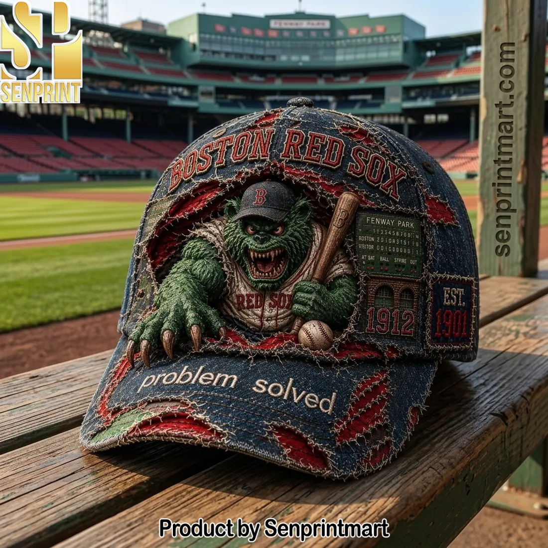 Boston Red Sox Fenway Park Green Monster Distressed Vintage Cap