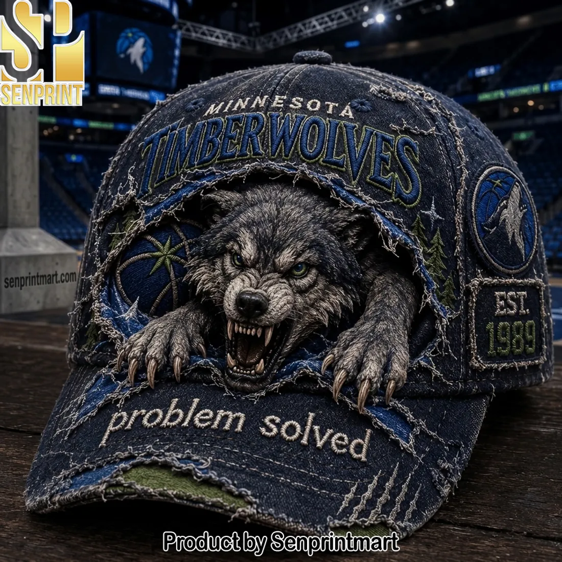 Minnesota Timberwolves Est 1989 Problem Solved Denim Vintage Cap