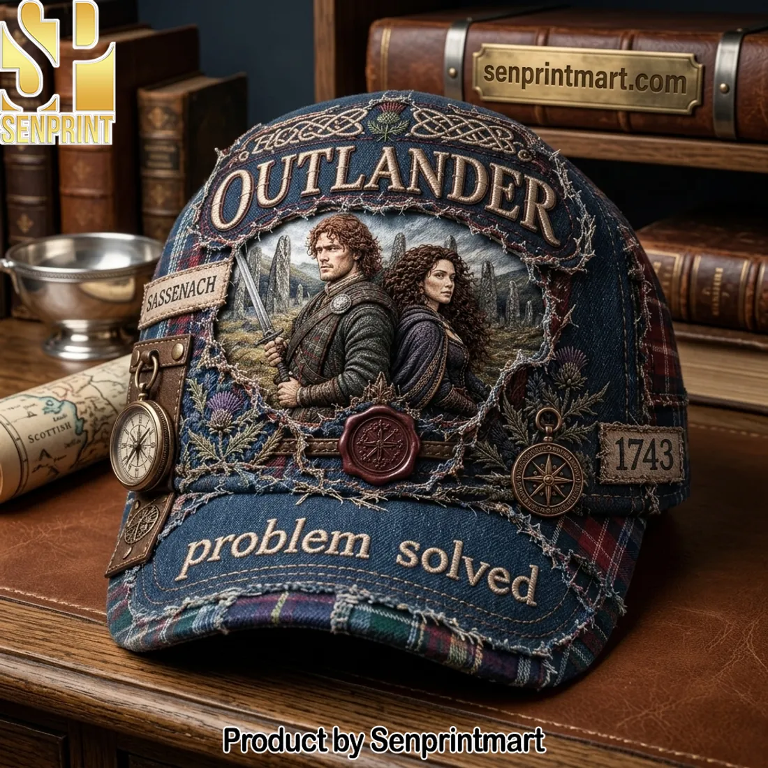 Outlander Sassenach 1743 Scottish Tartan Distressed Vintage Cap