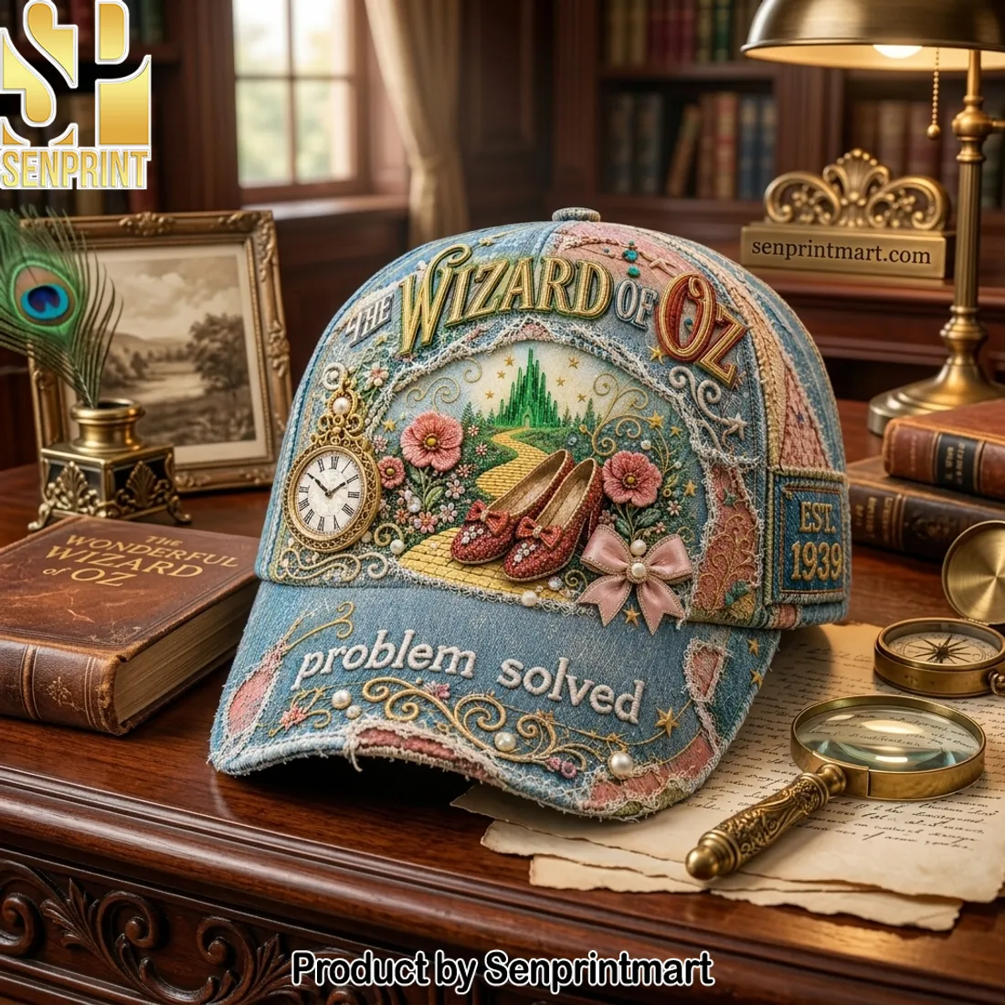 The Wizard of Oz Vintage 1939 Edition Embroidered Denim Baseball Cap