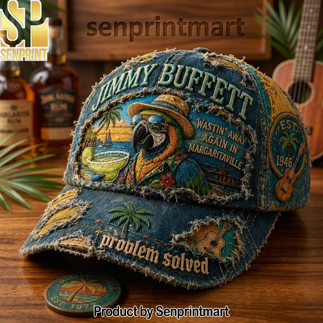 Jimmy Buffett Margaritaville Distressed Denim Baseball Cap