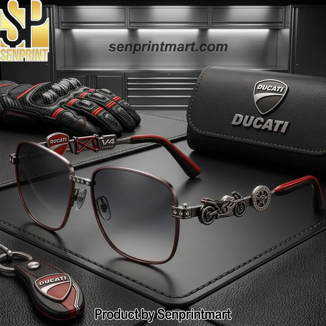 Ducati V4 Desmo Motorcycle Design Premium Sunglasses
