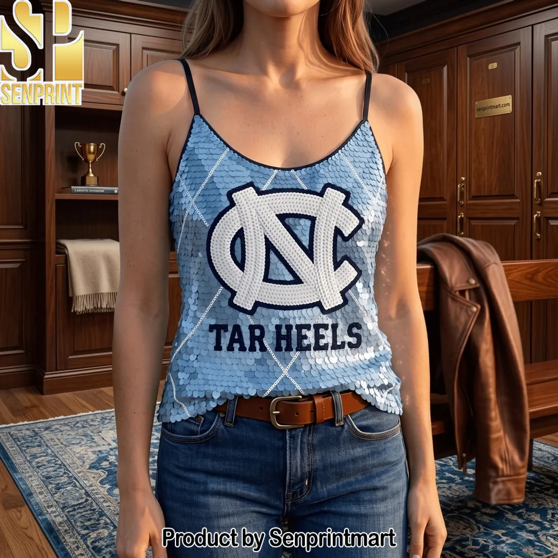 UNC Tar Heels Sequin Game Day Cami Top