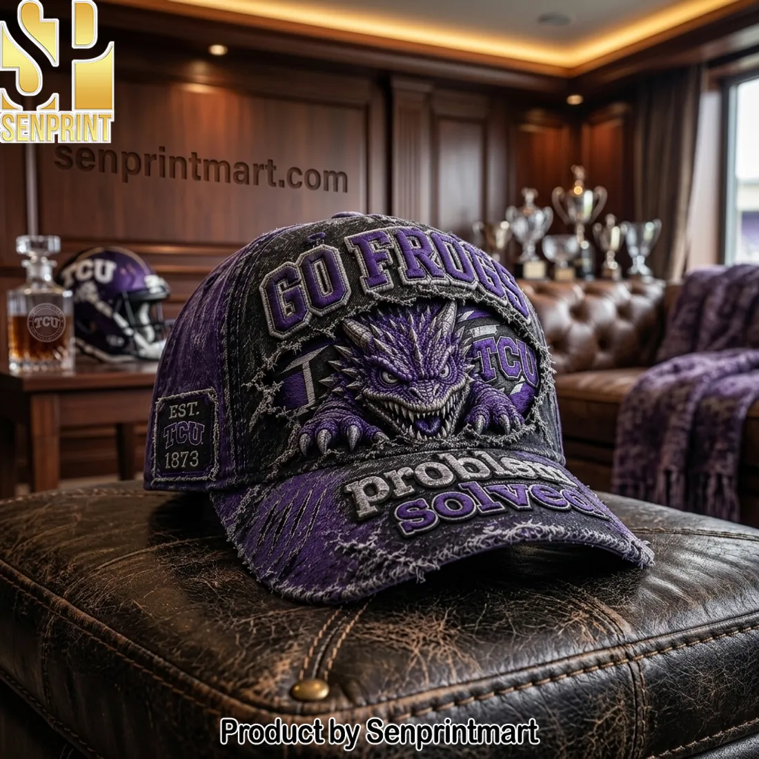TCU Horned Frogs Go Frogs Purple Embroidered Vintage Cap