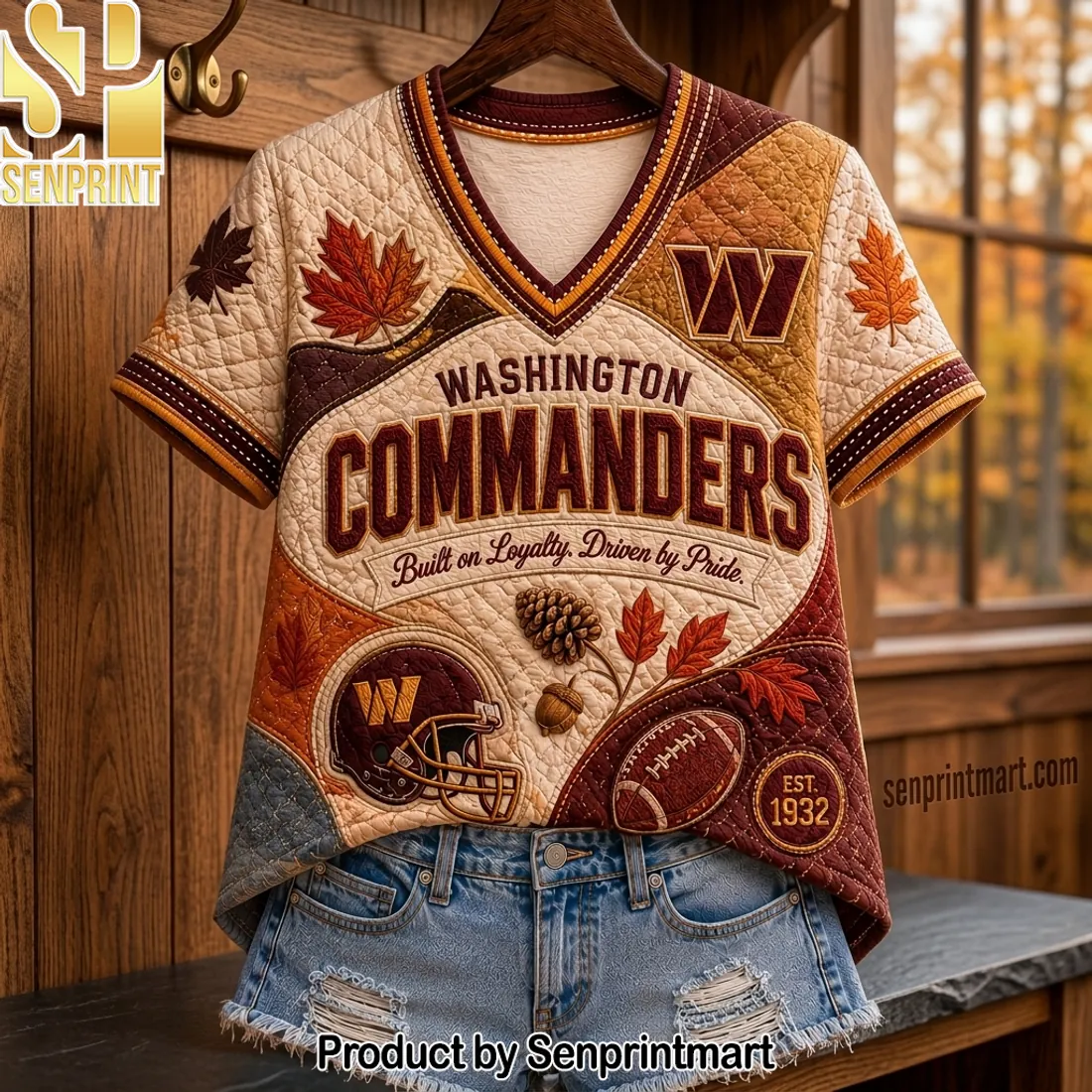 Washington Commanders Built on Loyalty Quilted 3D Print V-Neck Shirt