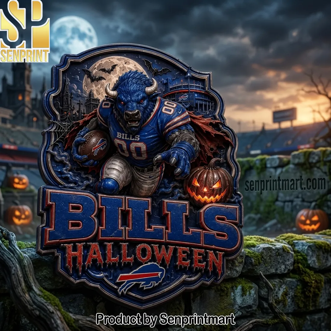 Bills Halloween 3D Spooky Buffalo Bills Decorative Plaque