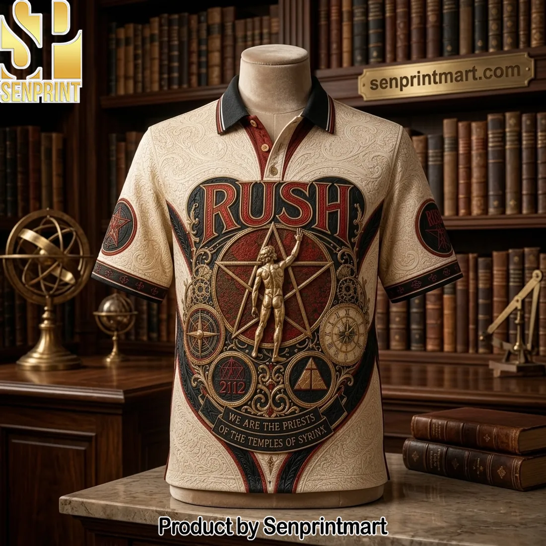 RUSH 2112 Album Premium Embossed Polo Shirt