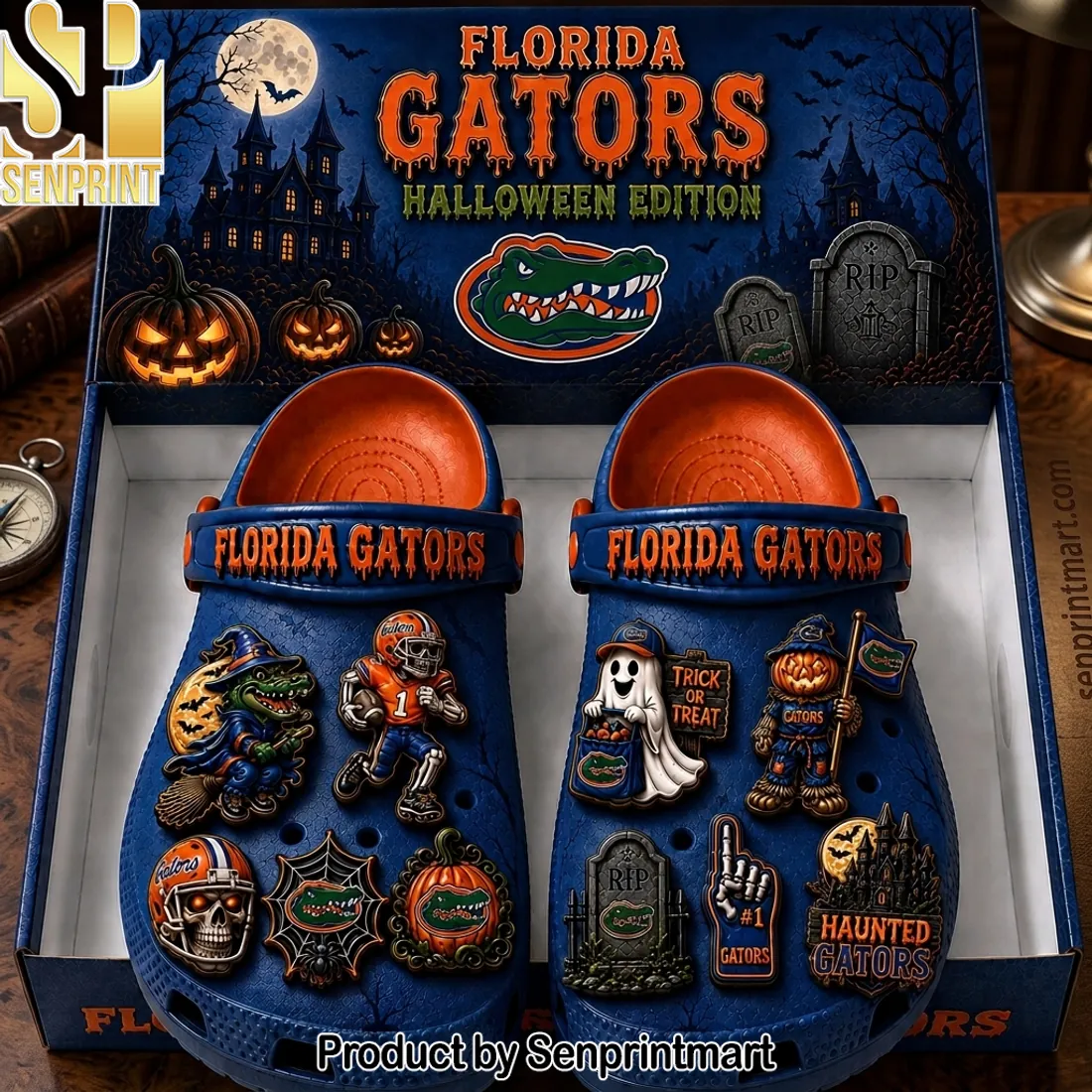 Florida Gators Halloween Edition Slip-On Clogs with Charms
