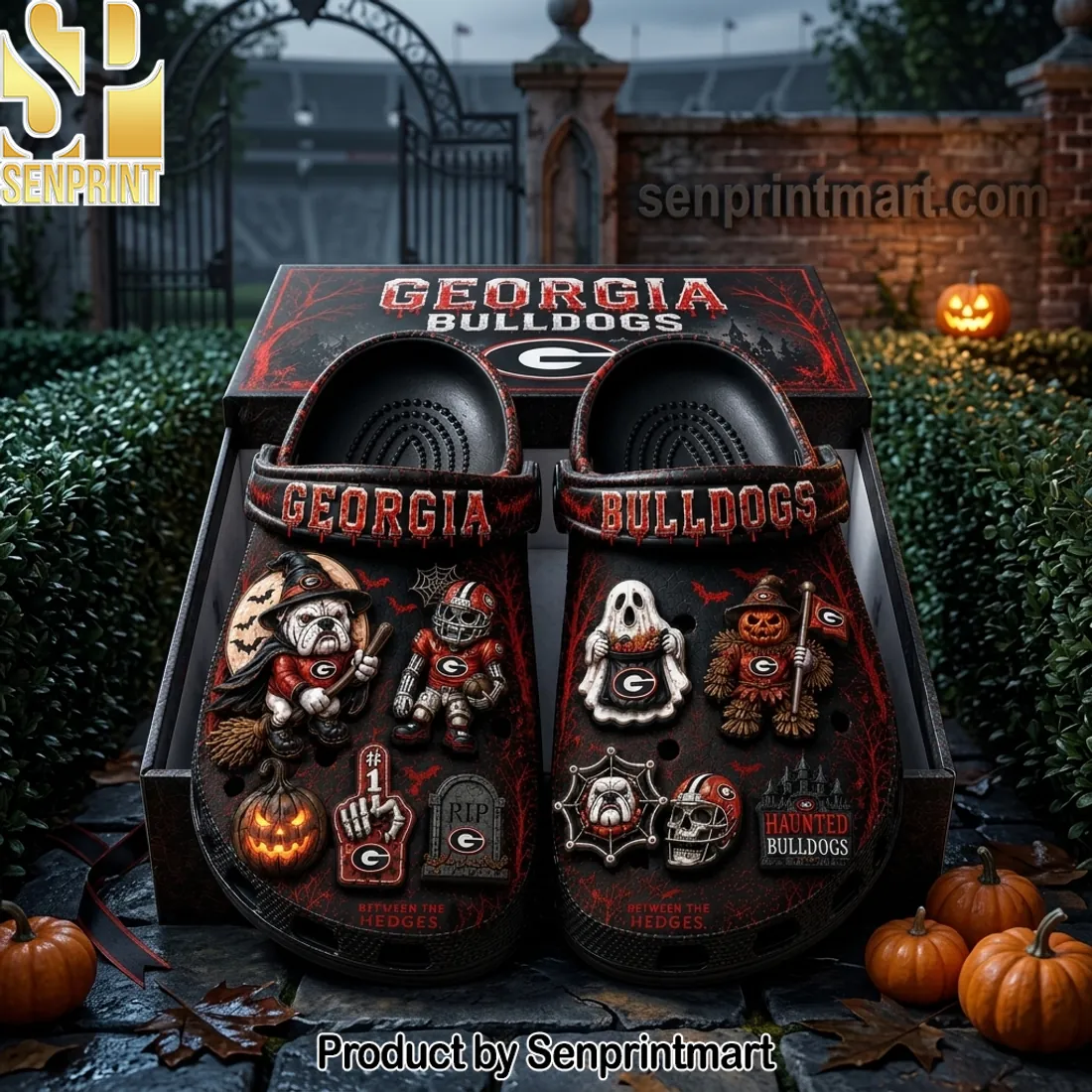 Georgia Bulldogs Halloween “Haunted Bulldogs” 3D Clogs