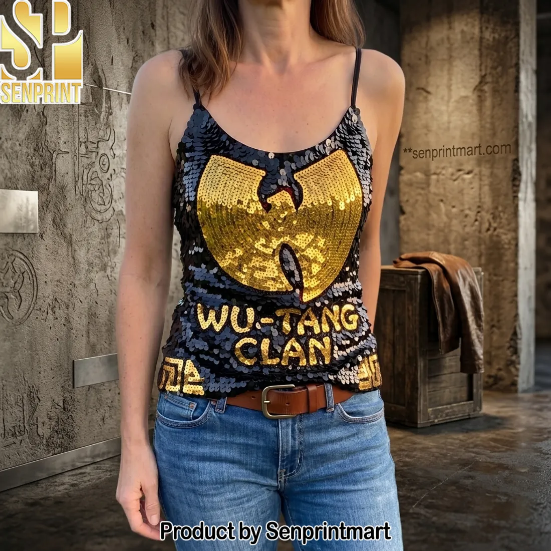 Wu-Tang Clan Gold Sequin Logo Cami Top