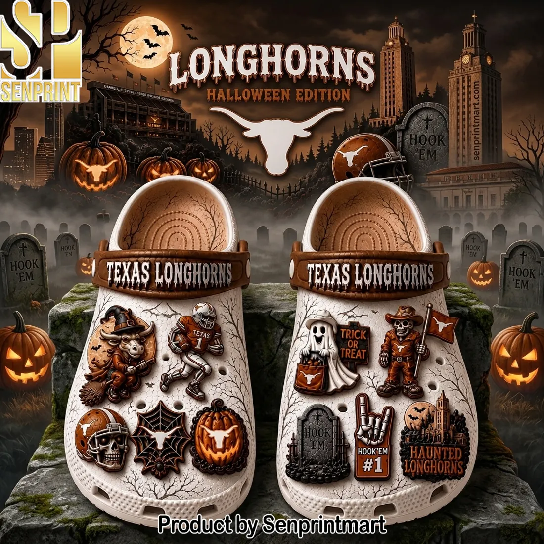 Texas Longhorns Halloween Edition Haunted Clogs