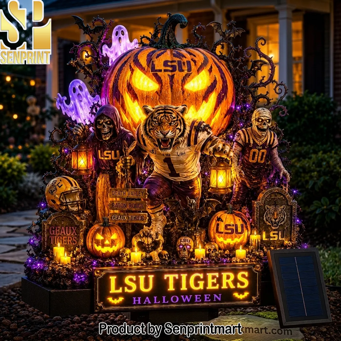 LSU Tigers Halloween Spooky Pumpkin Geaux Tigers Solar Garden Light