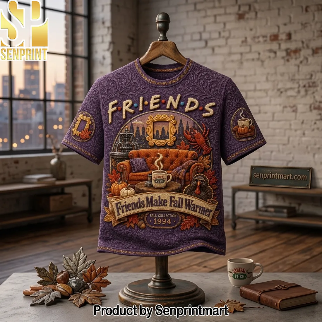 Friends Make Fall Warmer 3D Embossed Autumn T-Shirt