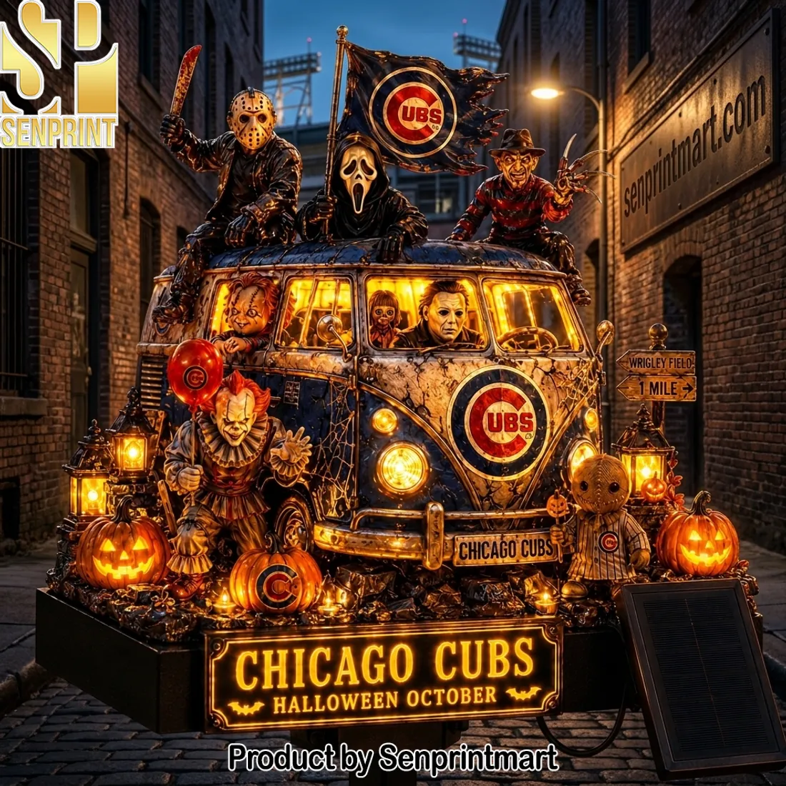 Chicago Cubs Halloween Horror Icons Solar Garden Light