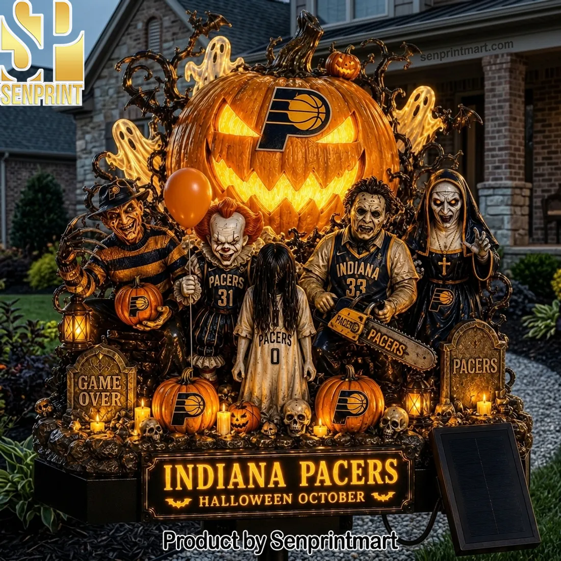 Indiana Pacers Halloween Horror Character Solar Garden Light